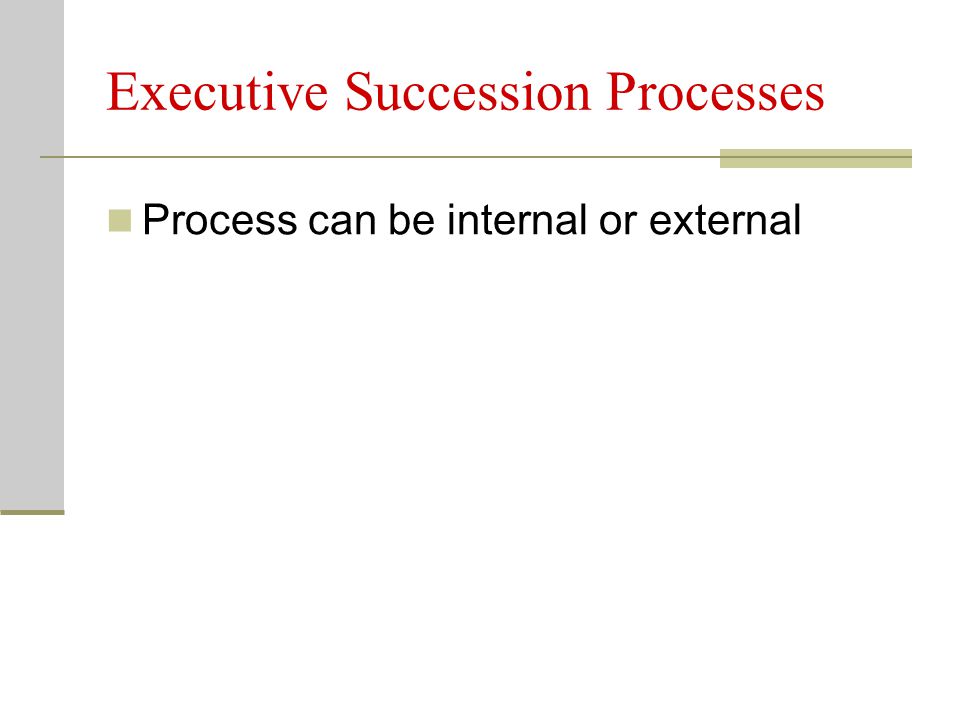 Executive Succession Processes Process can be internal or external
