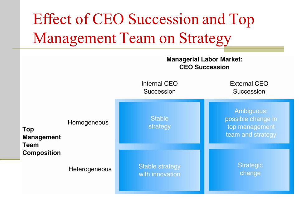 Effect of CEO Succession and Top Management Team on Strategy