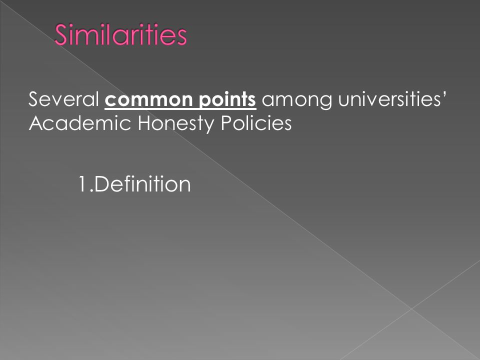 1.Definition Several common points among universities’ Academic Honesty Policies