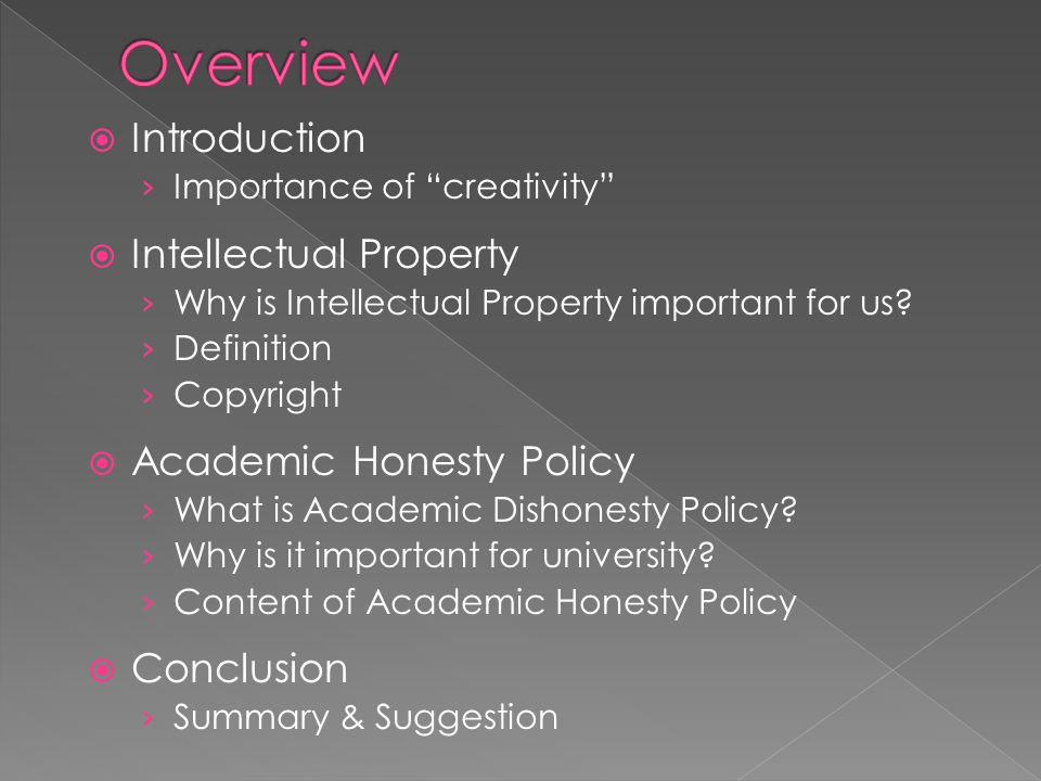  Introduction › Importance of creativity  Intellectual Property › Why is Intellectual Property important for us.