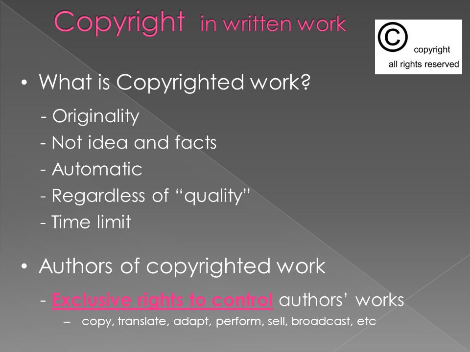 What is Copyrighted work.