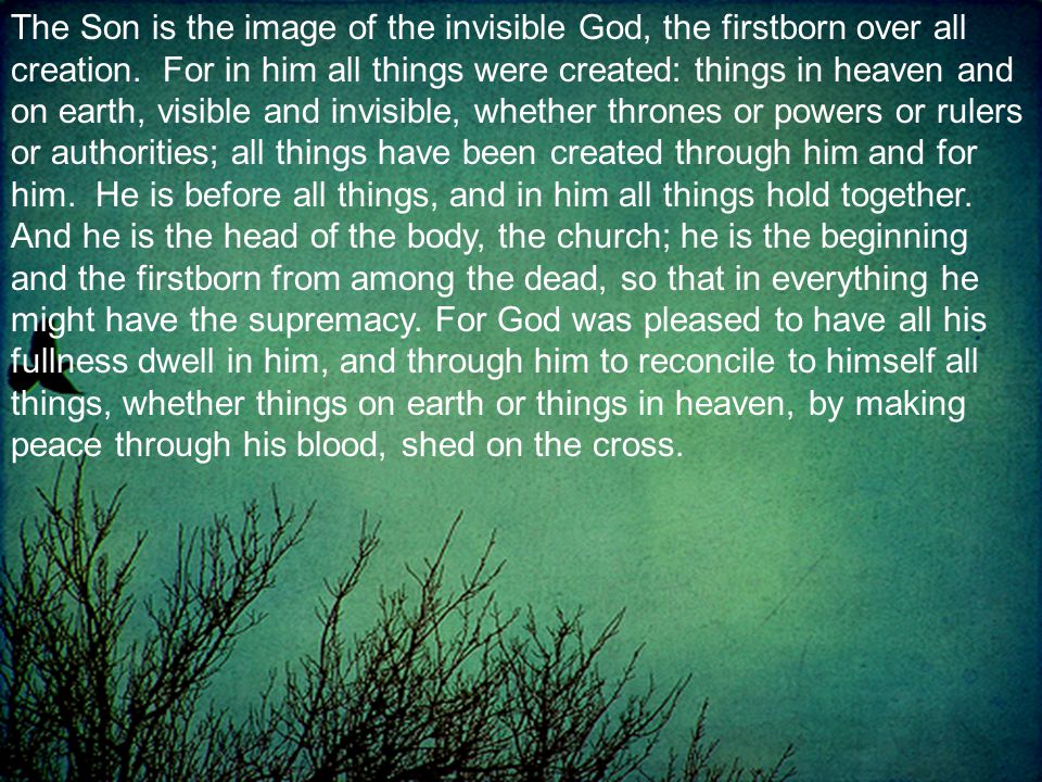 The Son is the image of the invisible God, the firstborn over all creation.