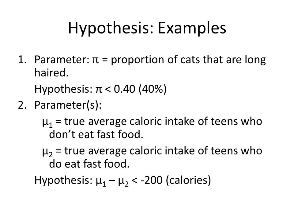 Example of hypothesis statement