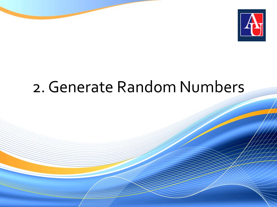 2. Generate Random Numbers
