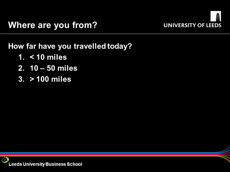 Leeds University Business School Where are you from.