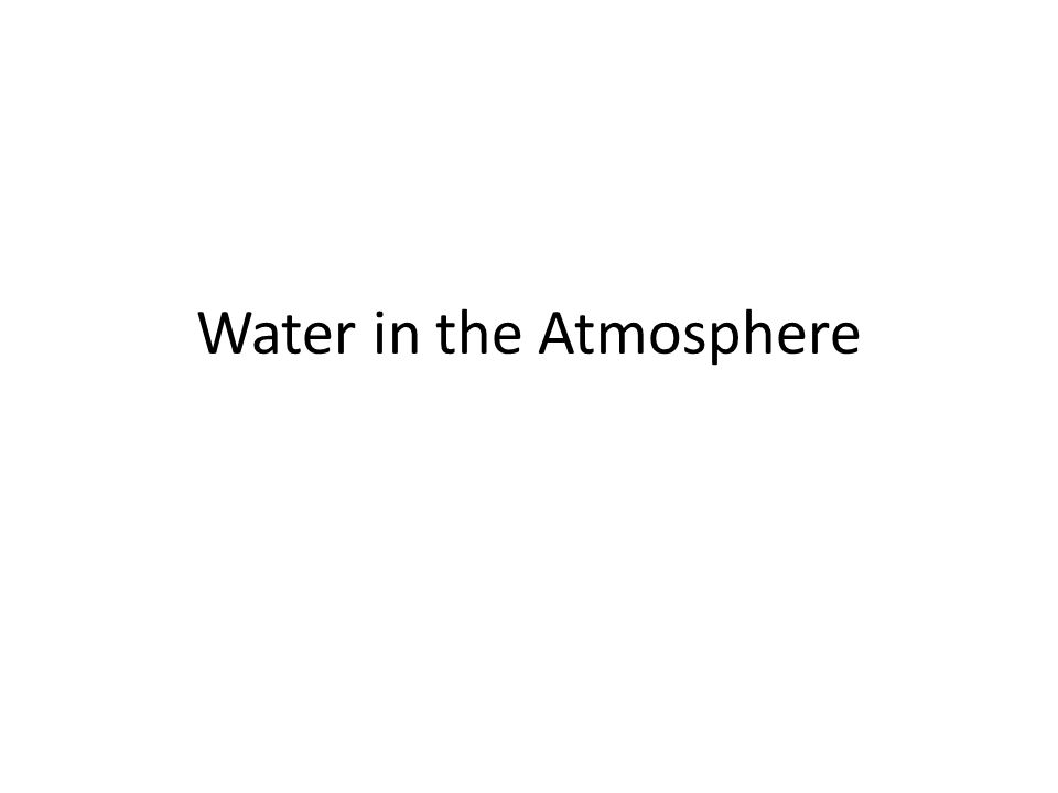 Water in the Atmosphere