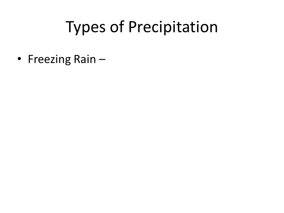 Types of Precipitation Freezing Rain –