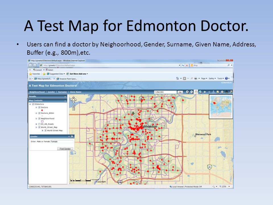 A Test Map for Edmonton Doctor.