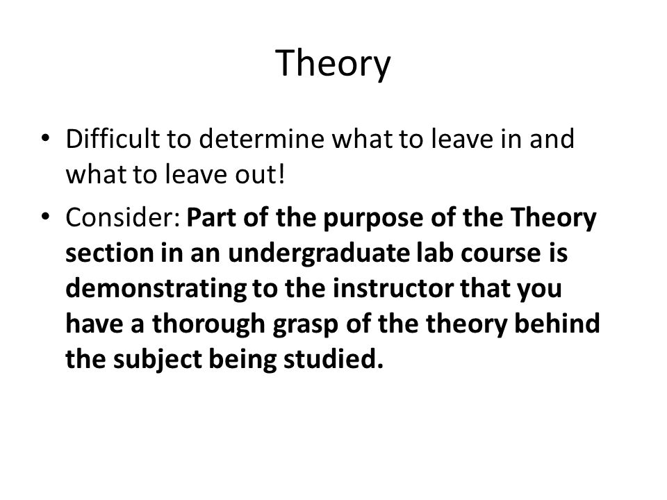 Theory section of a lab report