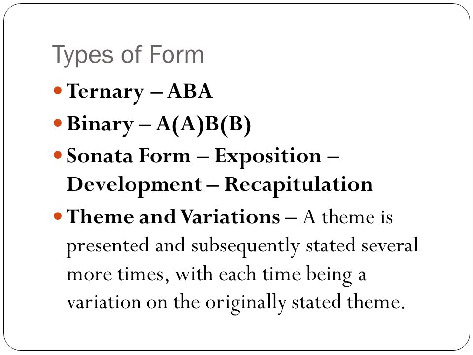 music is divided into notes phrases melodies chords sections and variation form music