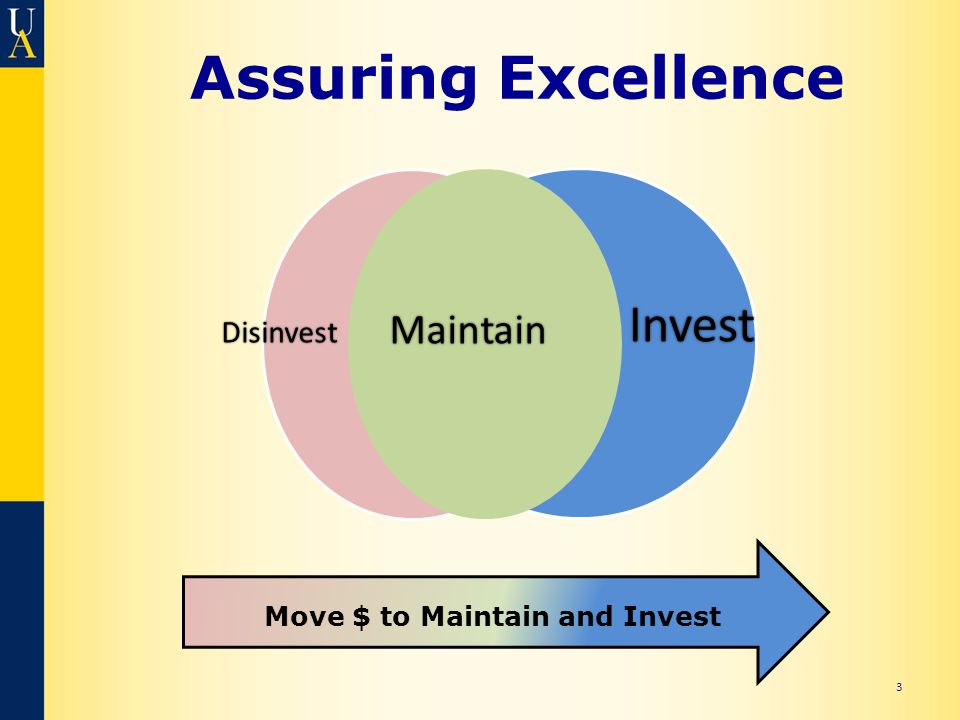 Assuring Excellence Invvest Disinvest Maintain Invest Move $ to Maintain and Invest 3