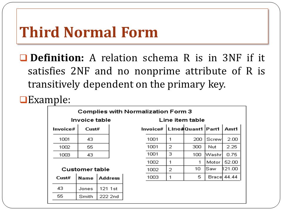 functional dependencies and normalization for relational databases third normal form example