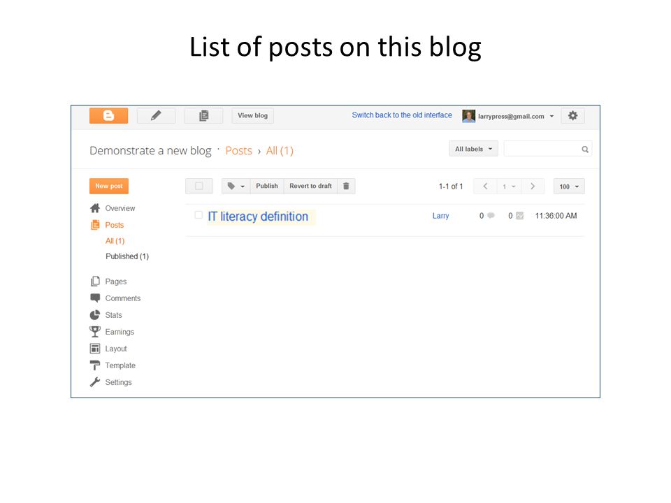 List of posts on this blog