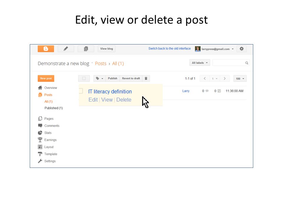 Edit, view or delete a post