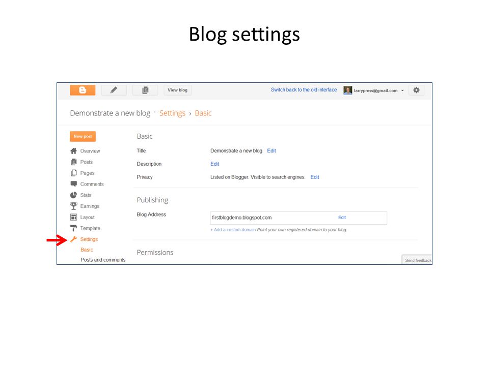 Blog settings