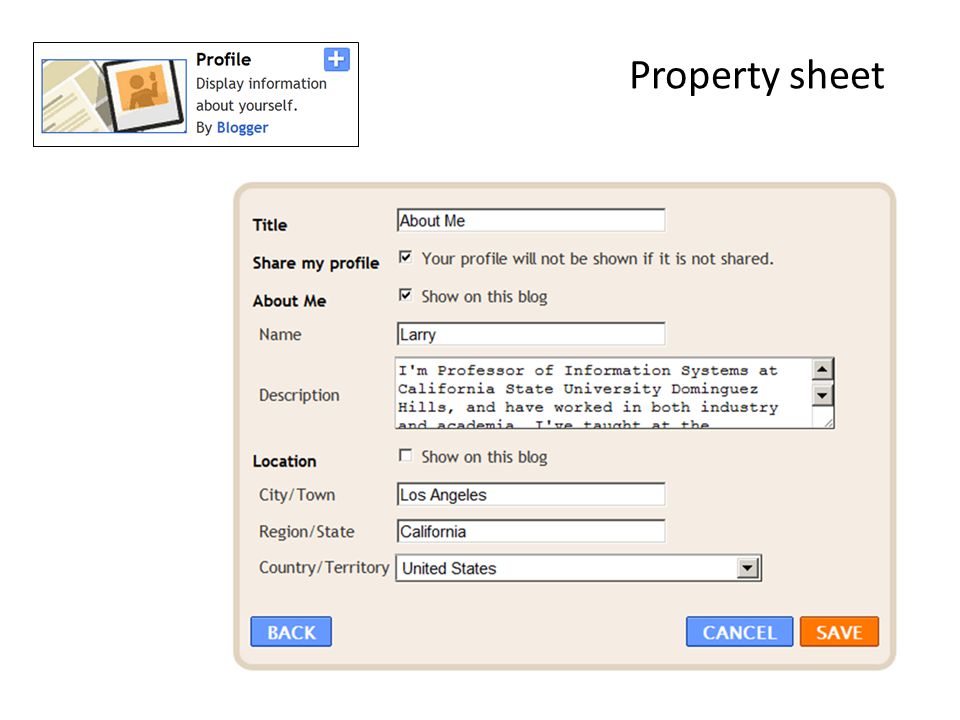 Property sheet