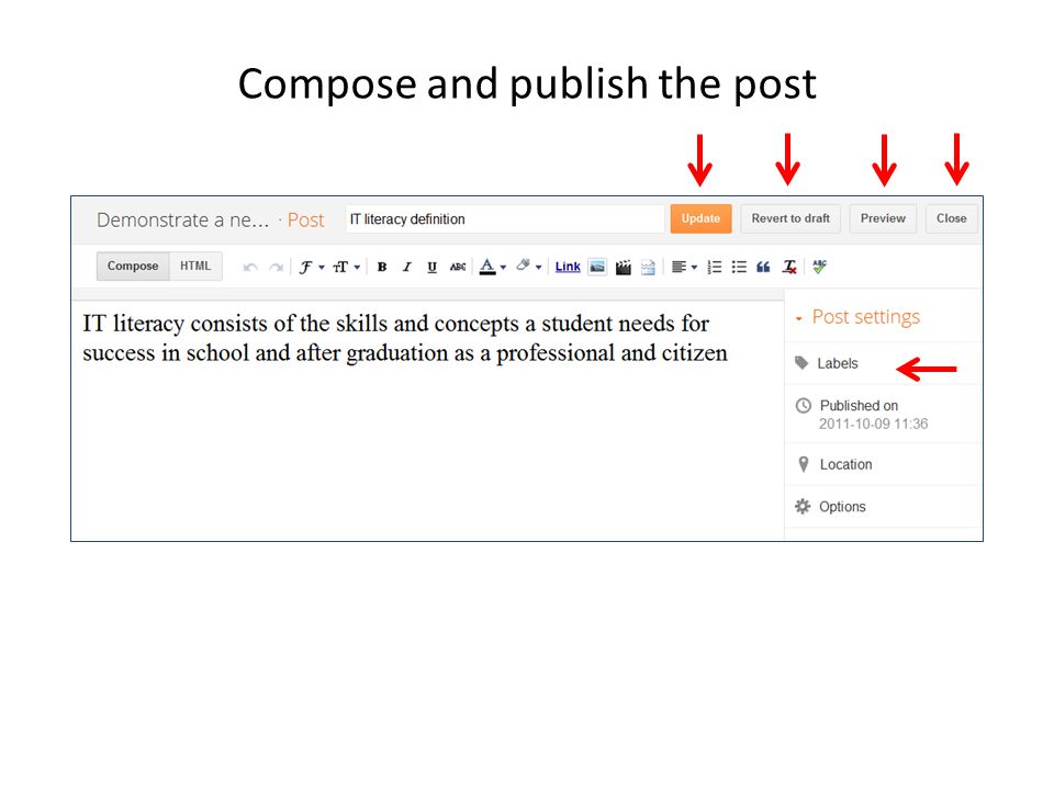 Compose and publish the post