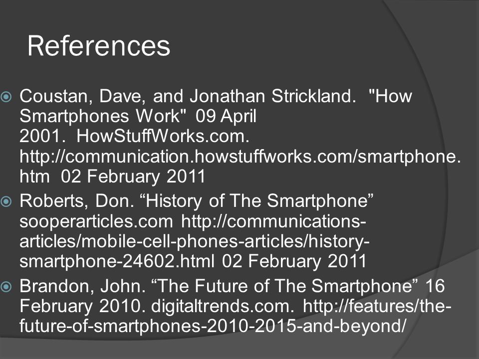 References  Coustan, Dave, and Jonathan Strickland.