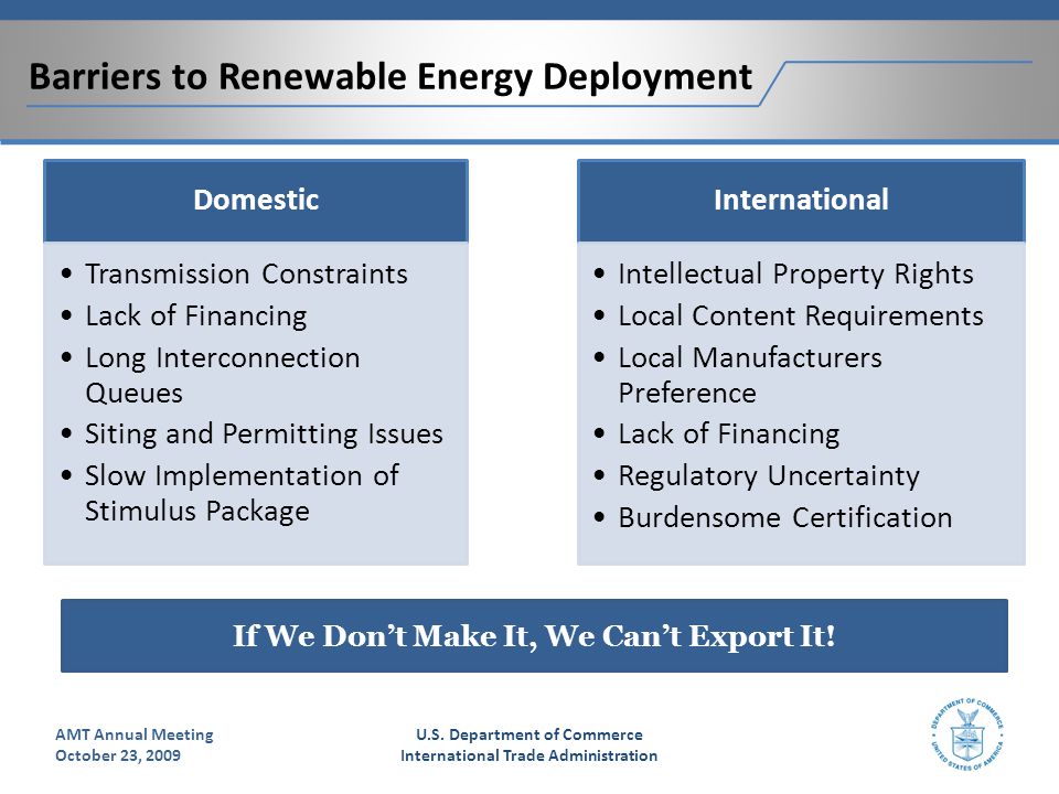 Barriers to Renewable Energy Deployment U.S.
