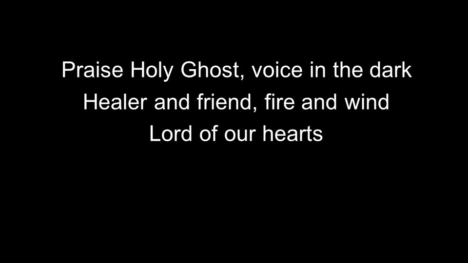 Praise Holy Ghost, voice in the dark Healer and friend, fire and wind Lord of our hearts