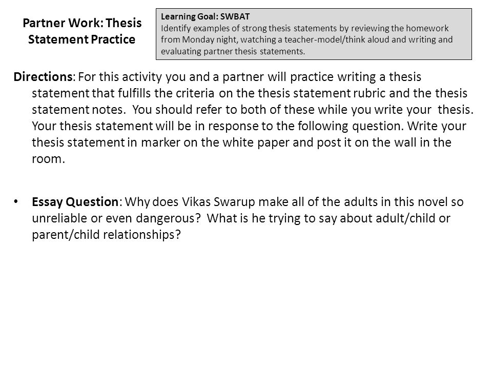 practice with writing thesis statements