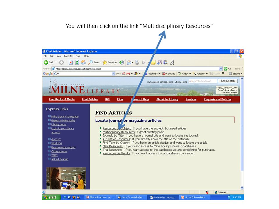 You will then click on the link Multidisciplinary Resources