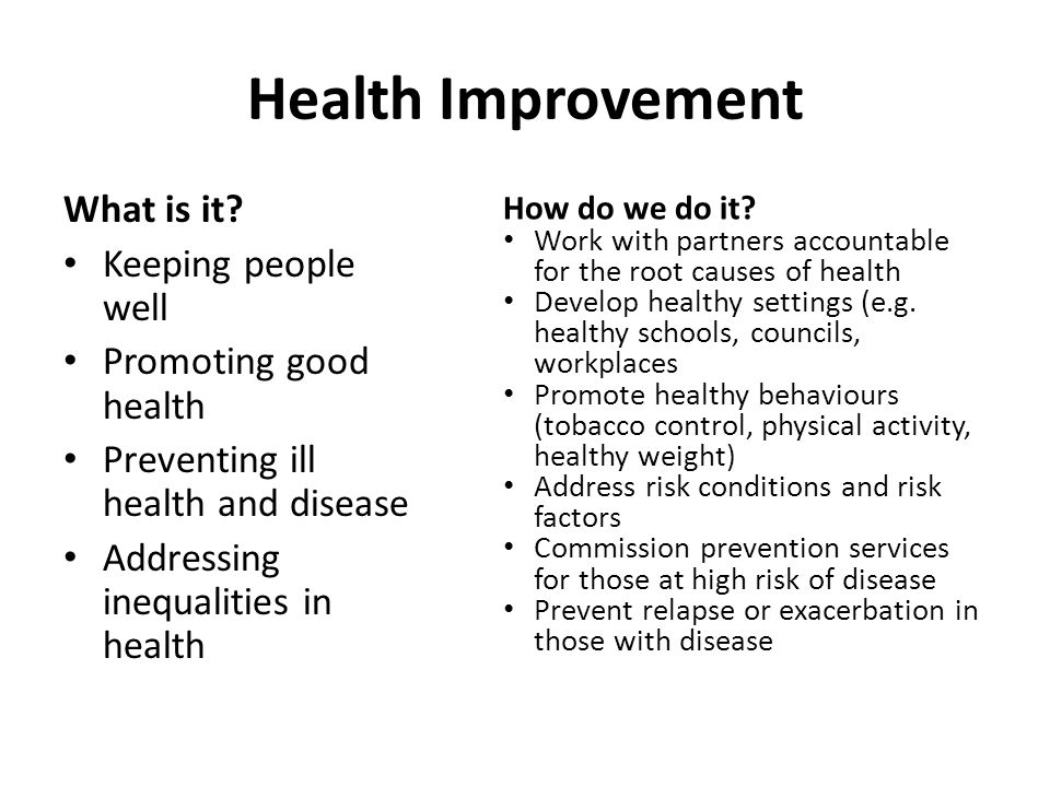 Health Improvement What is it.