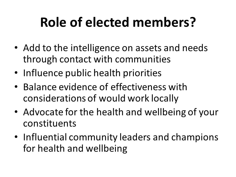 Role of elected members.