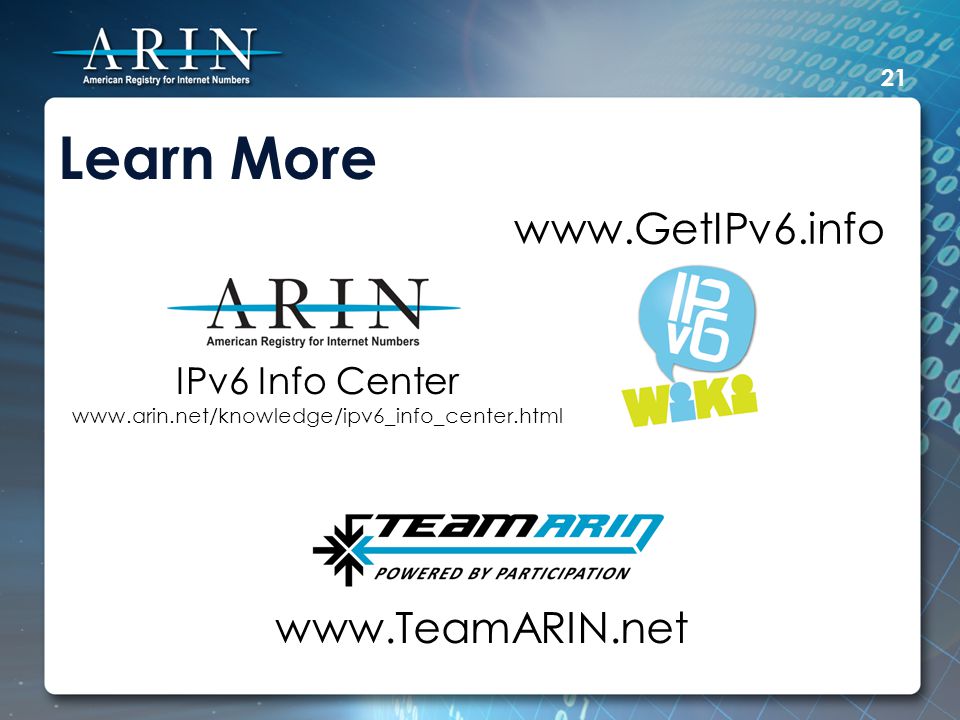 Learn More IPv6 Info Center