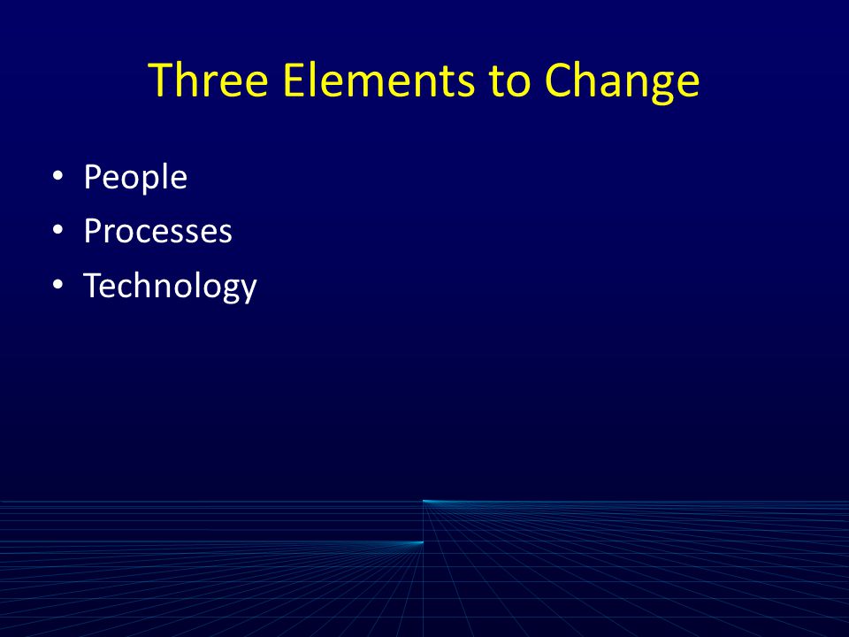 Three Elements to Change People Processes Technology