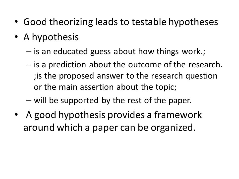 Hypothesis For A Research Paper