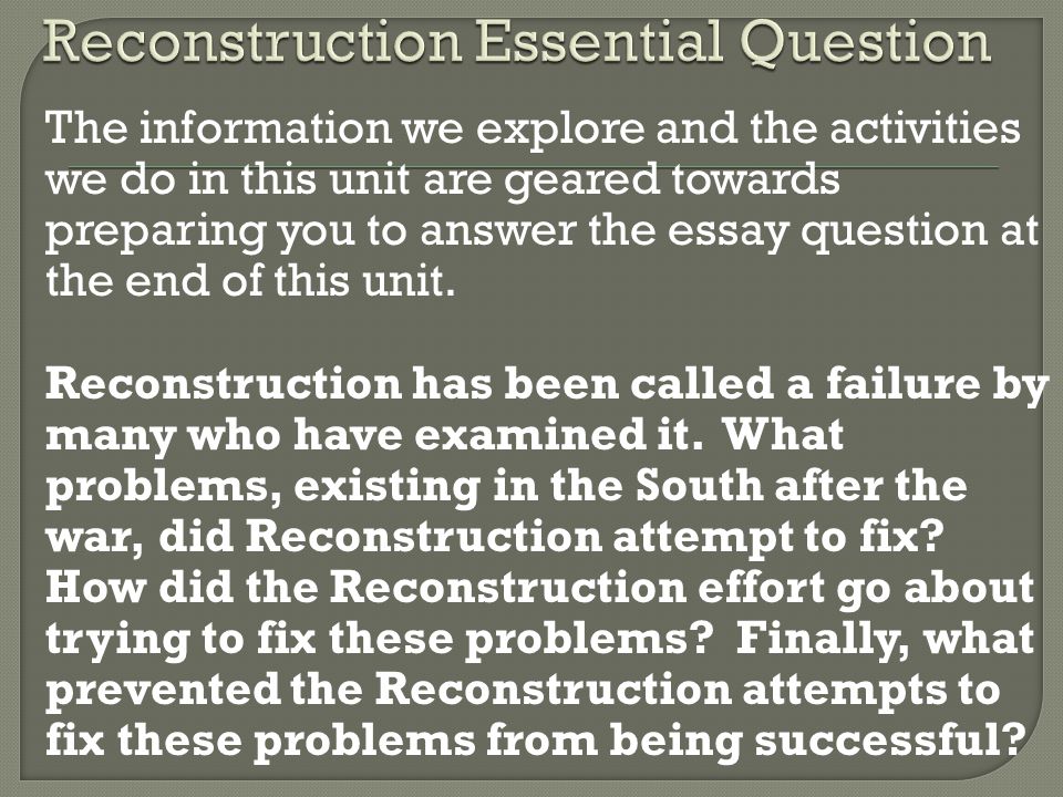 Reconstruction Era Essay