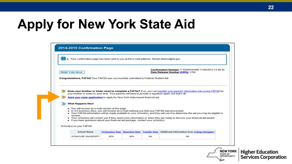 22 Apply for New York State Aid