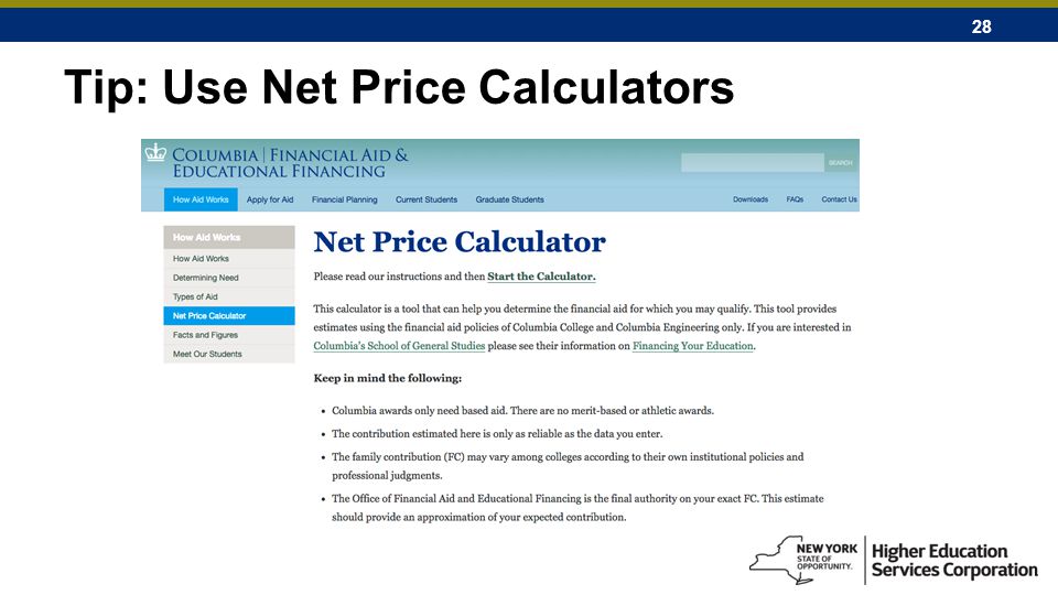 28 Tip: Use Net Price Calculators
