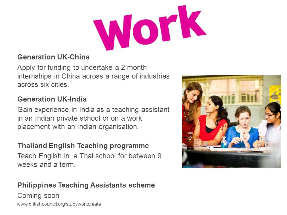 Generation UK-China Apply for funding to undertake a 2 month internships in China across a range of industries across six cities.
