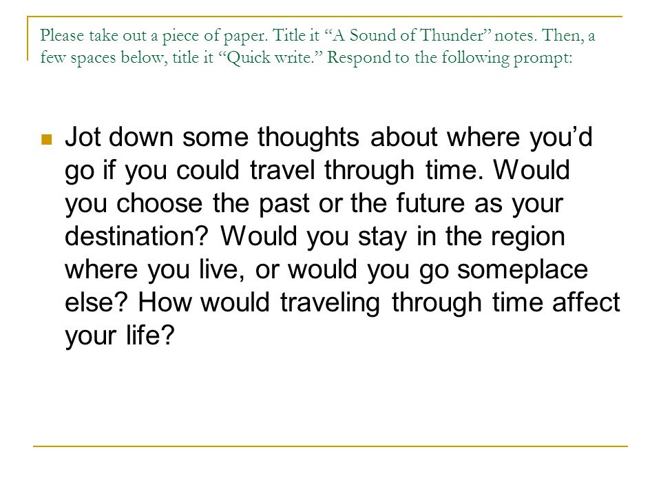 sound of thunder essay sound of thunder essay