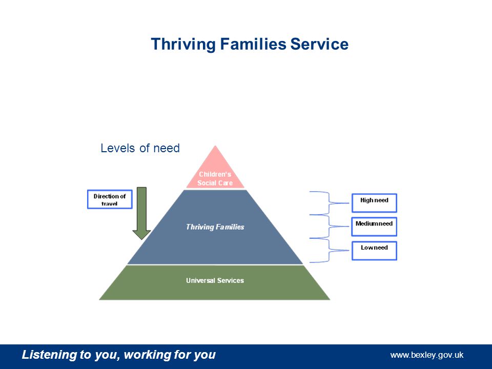 Listening to you, working for you   Listening to you, working for you   Listening to you, working for you   Thriving Families Service Levels of need