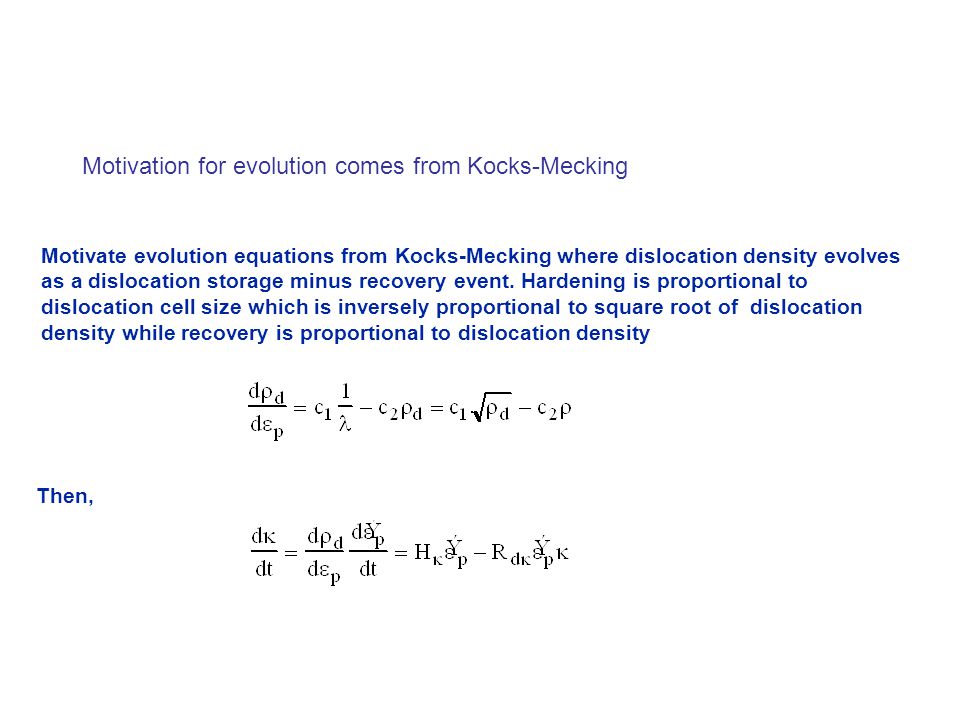 Dislocation Density Equation Talkchannels Modeling Plasticity Damage Using Internal State Variables Douglas Me 328 Materials Engineering Dislocation Density Equation Talkchannels