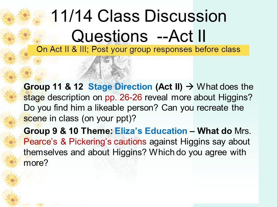 Pygmalion Essay Questions
