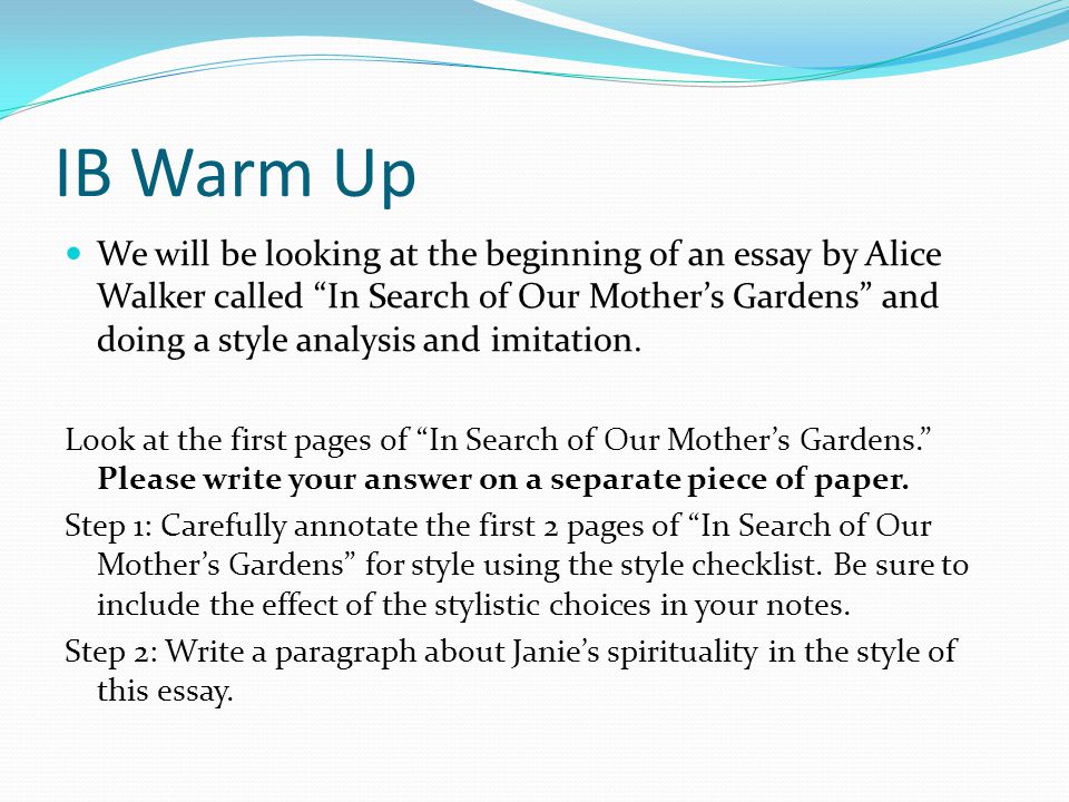 In Search Of Our Mothers Gardens Essay