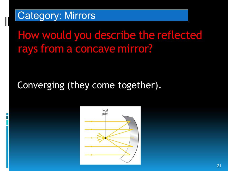 How would you describe the reflected rays from a concave mirror.