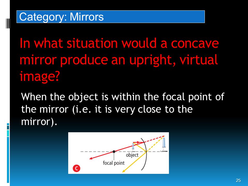 In what situation would a concave mirror produce an upright, virtual image.