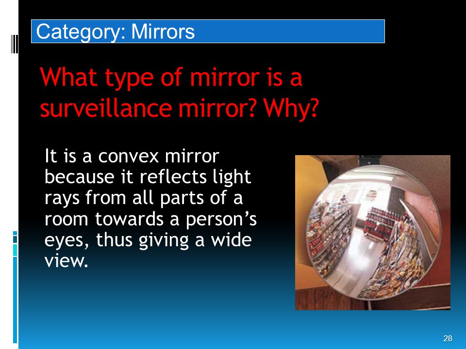 What type of mirror is a surveillance mirror. Why.