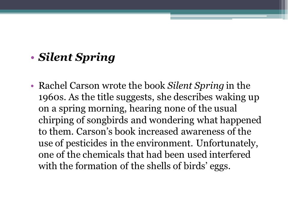 Book report on silent spring