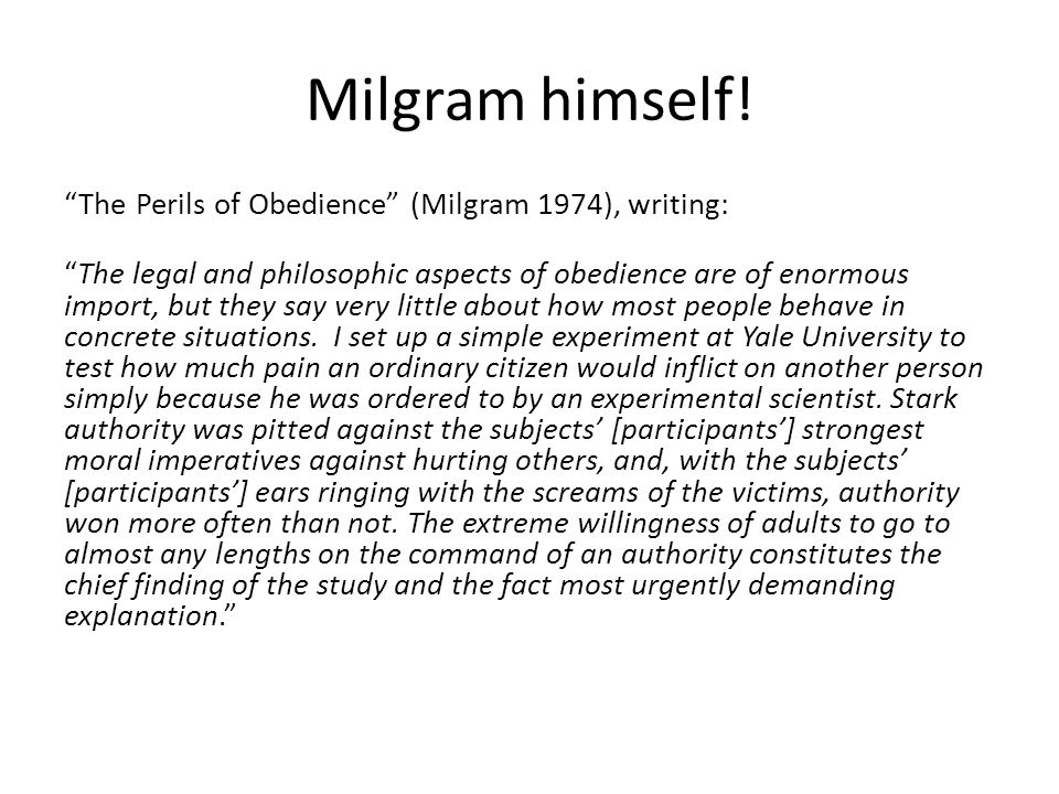 critque perils of obedience Study of obedience did not meet ethical standards for research review boards, which are responsible for reviewing research proposals and ensuring that researchers. critque perils of obedience Study of obedience did not meet ethical standards for research review boards, which are responsible for reviewing research proposals and ensuring that researchers.