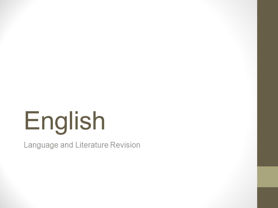 English Language and Literature Revision