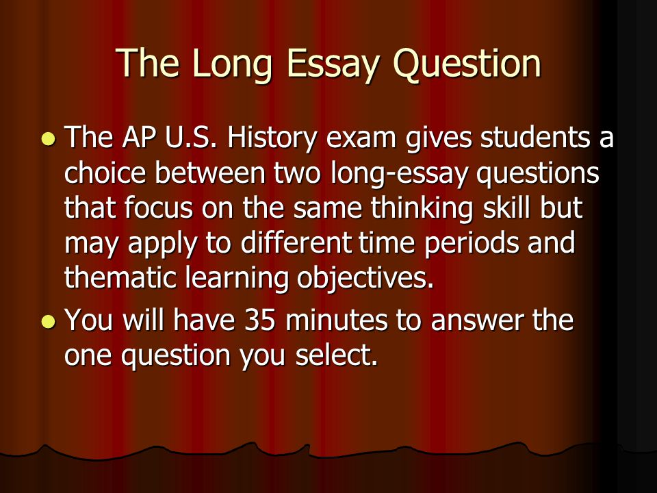 Ap essay questions united states history