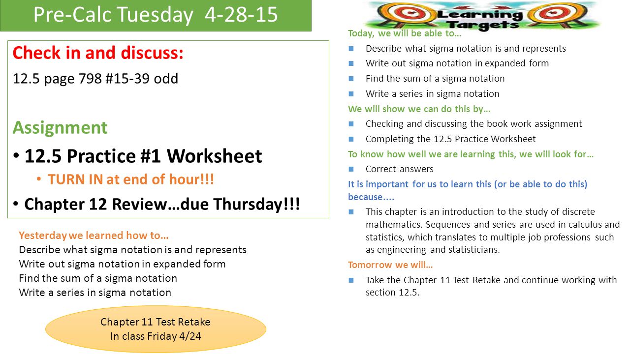 worksheet Sigma Notation Worksheet pre calc monday today we will be able describe what sigma 9 calc