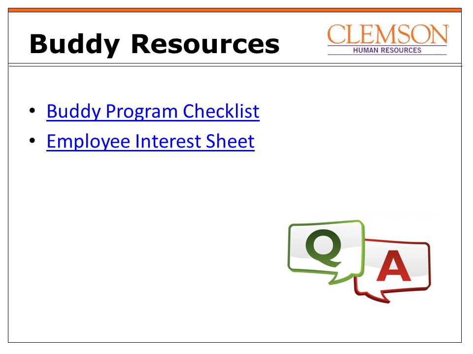 Buddy Resources Buddy Program Checklist Employee Interest Sheet