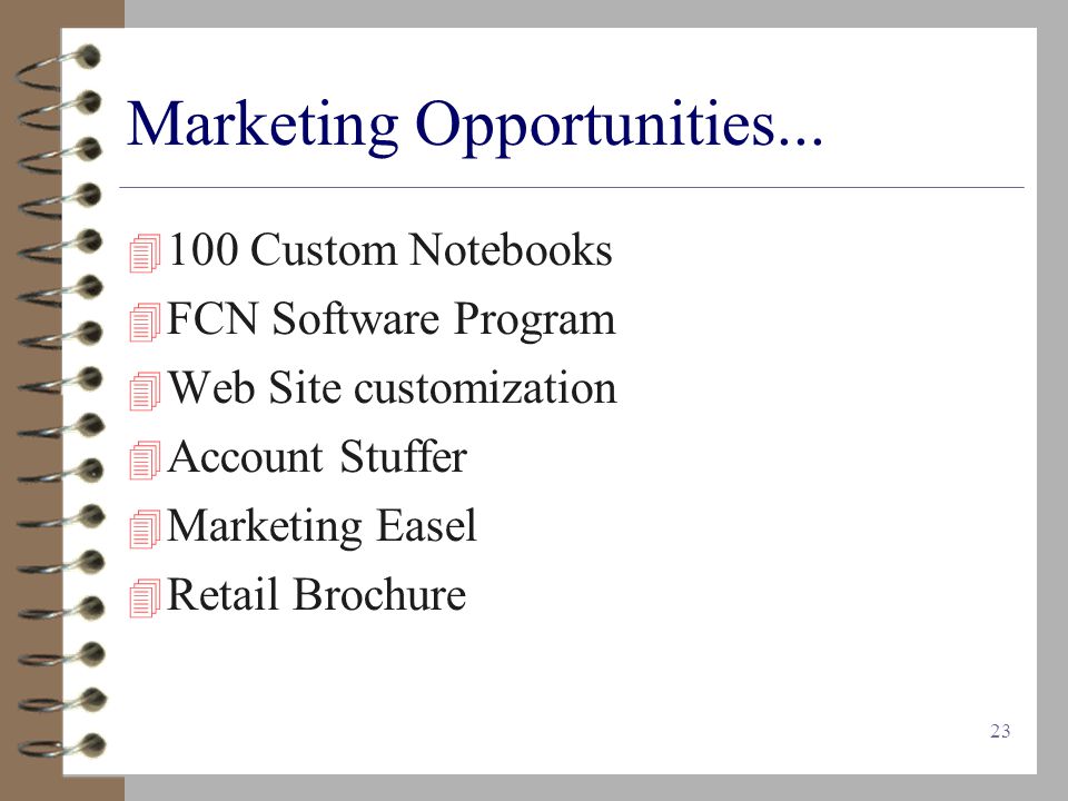 23 Marketing Opportunities...